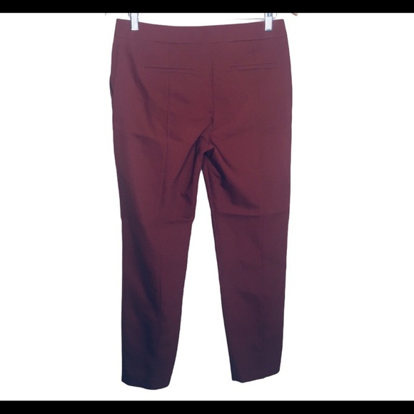 EXPRESS Columnist Straight Trousers/Pants With Pockets Maroon Red Size 6R - Picture 8 of 11